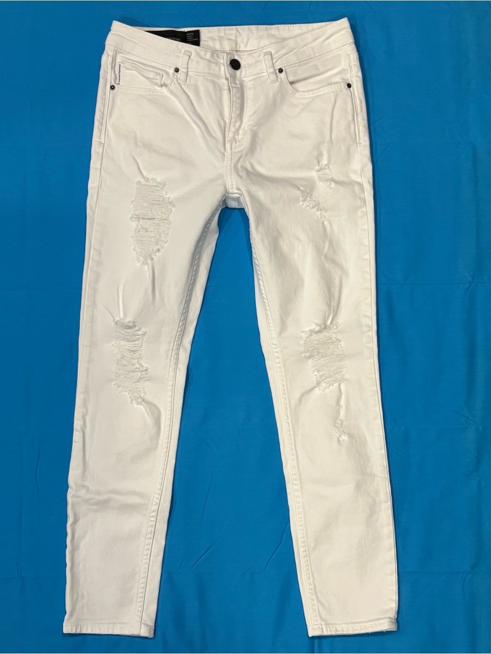 Armani Exchange A|X Women’s White Distressed Ripped Cropped Skinny Jeans Size 27